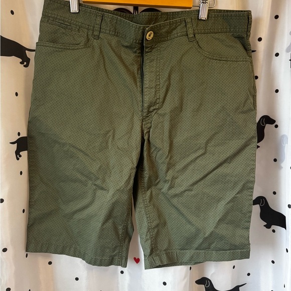 Green Flat Front Knee-Length Shorts - Picture 1 of 3